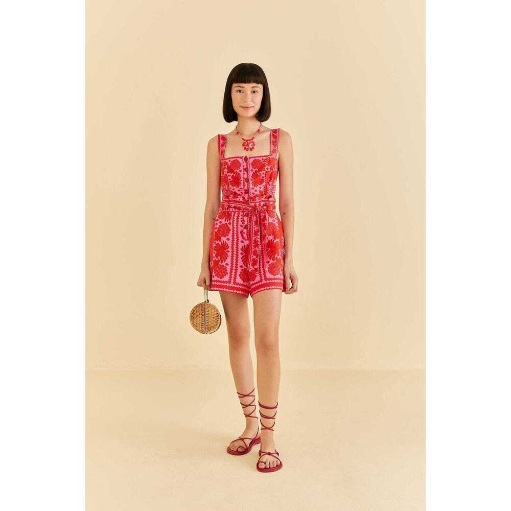 Red Jungle Scarf Romper